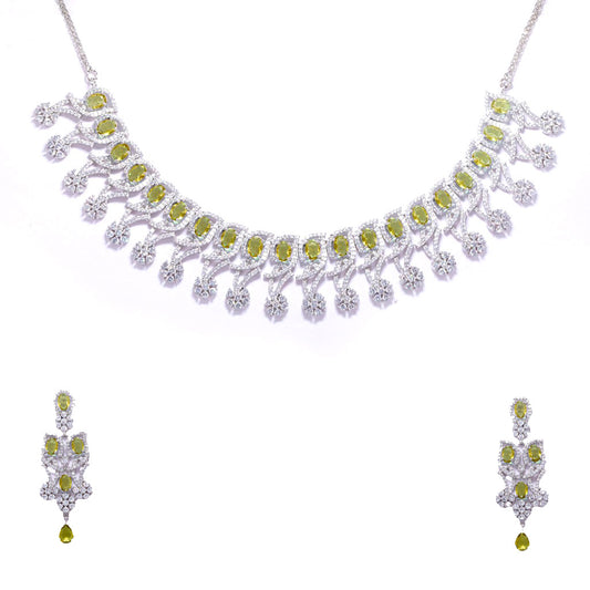Floral Cascade Necklace Set (Yellow)