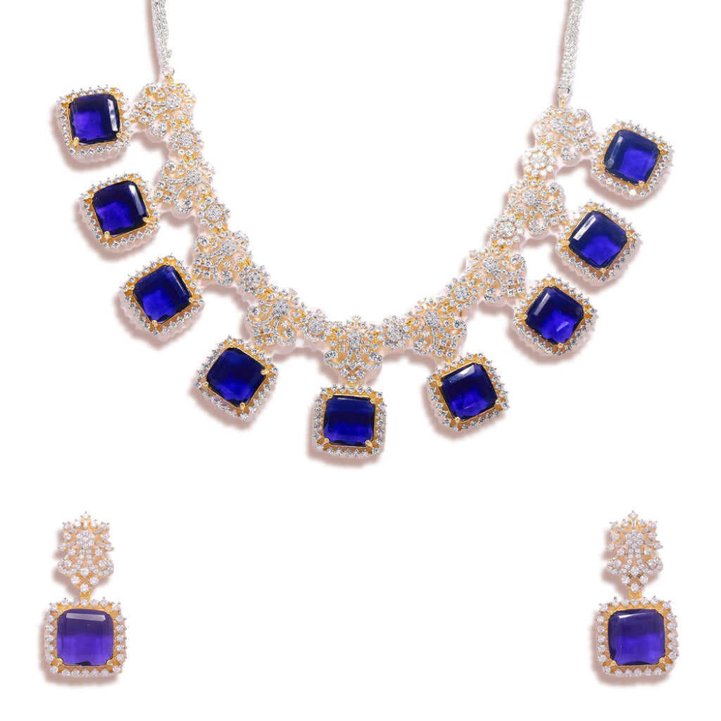 Eternal Grace Necklace Set of Blue Color with Earrings.