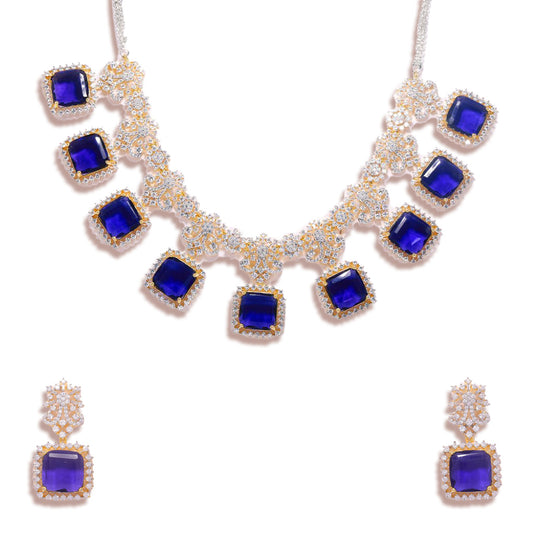 Eternal Grace Necklace Set of Blue Color with Earrings.