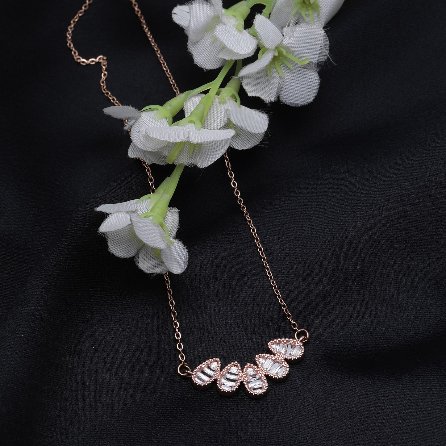 Raindrop Crystal Rose Gold Necklace