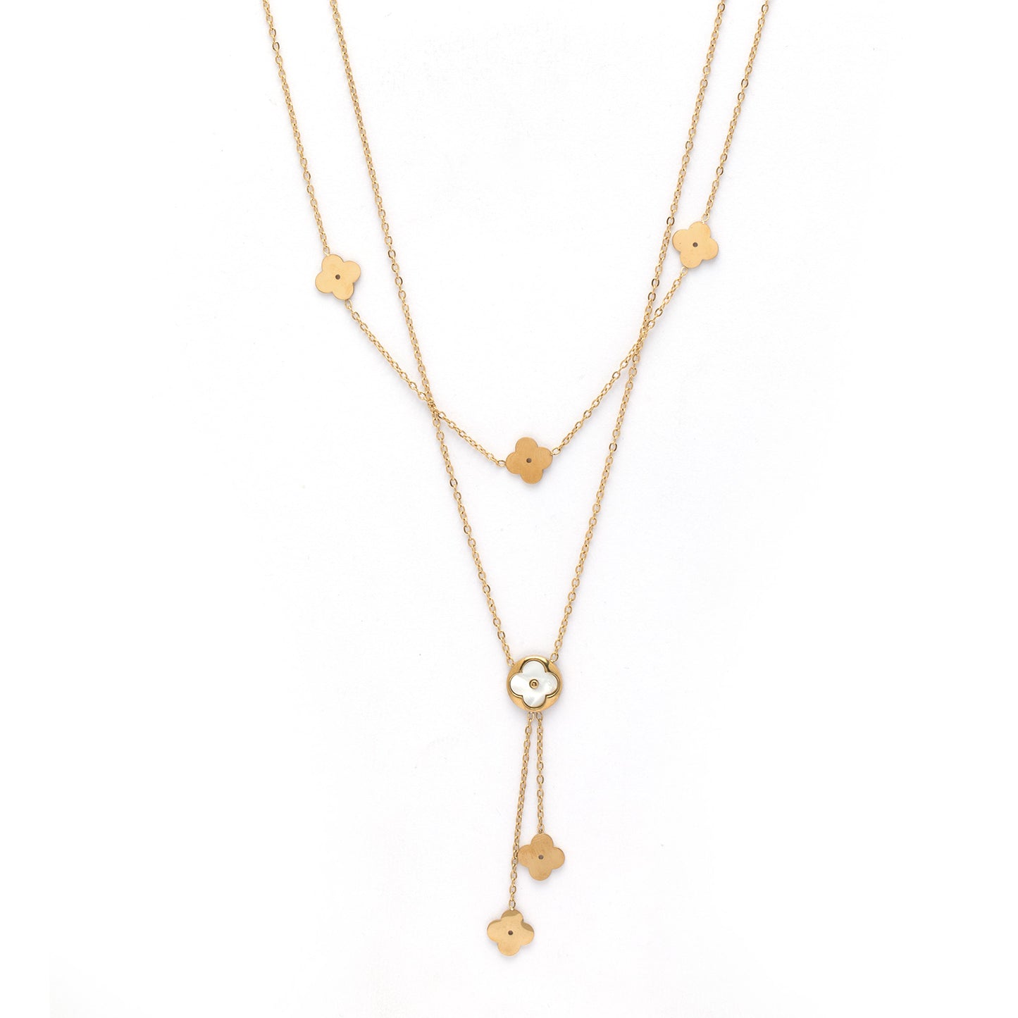 Clover & Star 18K Gold Plated Multi-Layer Necklace