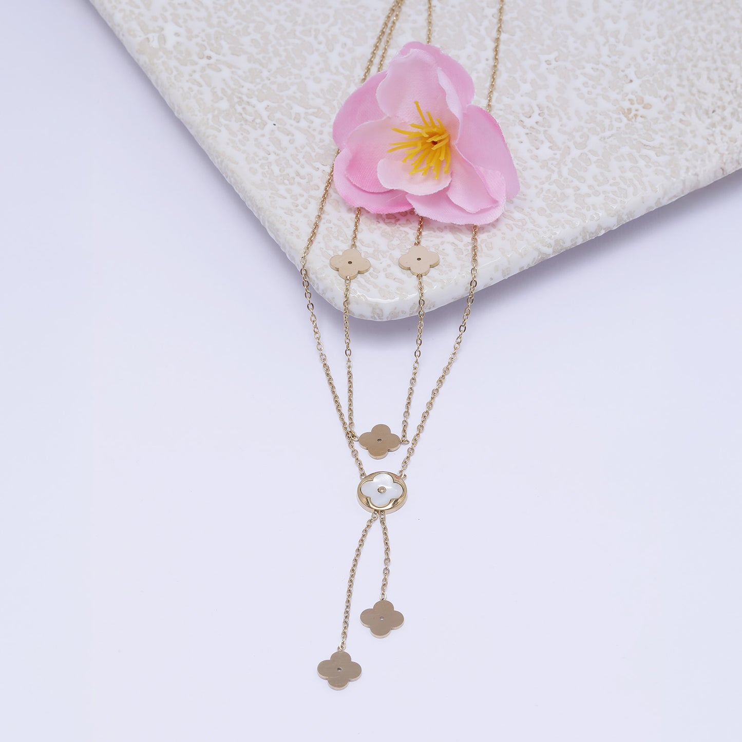 Clover & Star 18K Gold Plated Multi-Layer Necklace