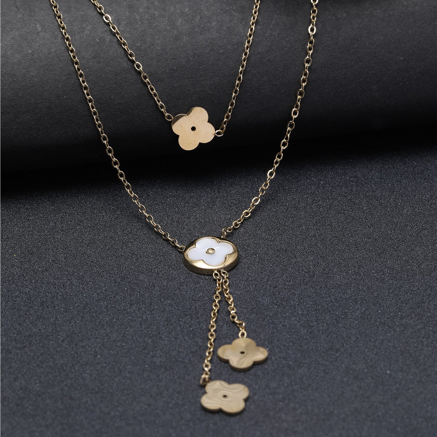 Clover & Star 18K Gold Plated Multi-Layer Necklace