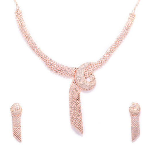 Shimmering Knot Ensemble Necklace (Rose Gold)
