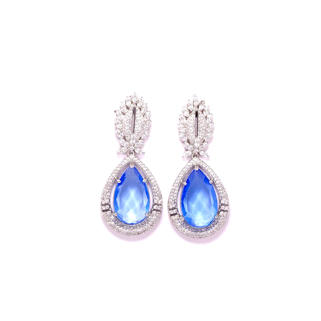 An image showing Imperial Elegance American Diamond (Blue) Earrings.