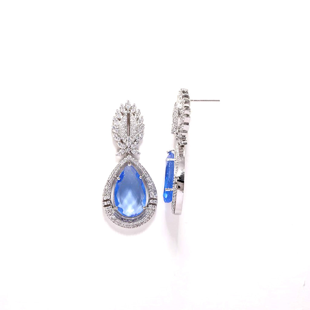 An image showing Imperial Elegance American Diamond (Blue) Earrings.