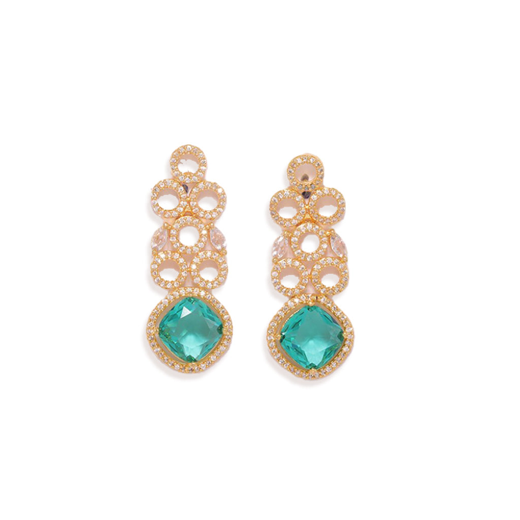 Eternal Grace Green Colored American Diamond Earrings.