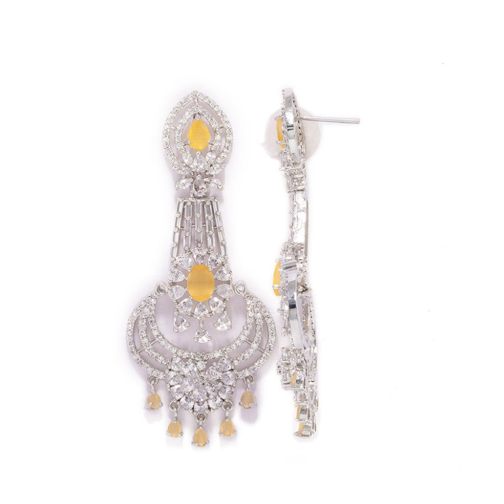 Cascade Chandelier Earrings of Yellow Color.