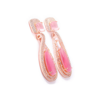 Dynamic  Dazzle Drop Earrings (Pink)