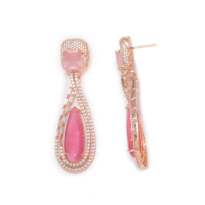Dynamic  Dazzle Drop Earrings (Pink)