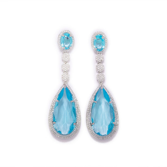 Sparkling Delight Drop Earrings (Blue)