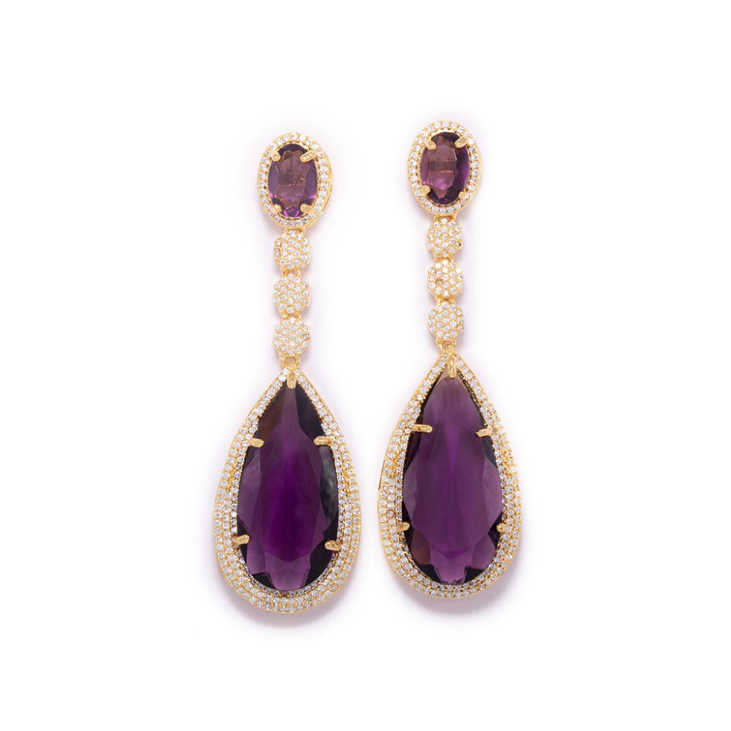 Sparkling Delight Drop Earrings (Purple)