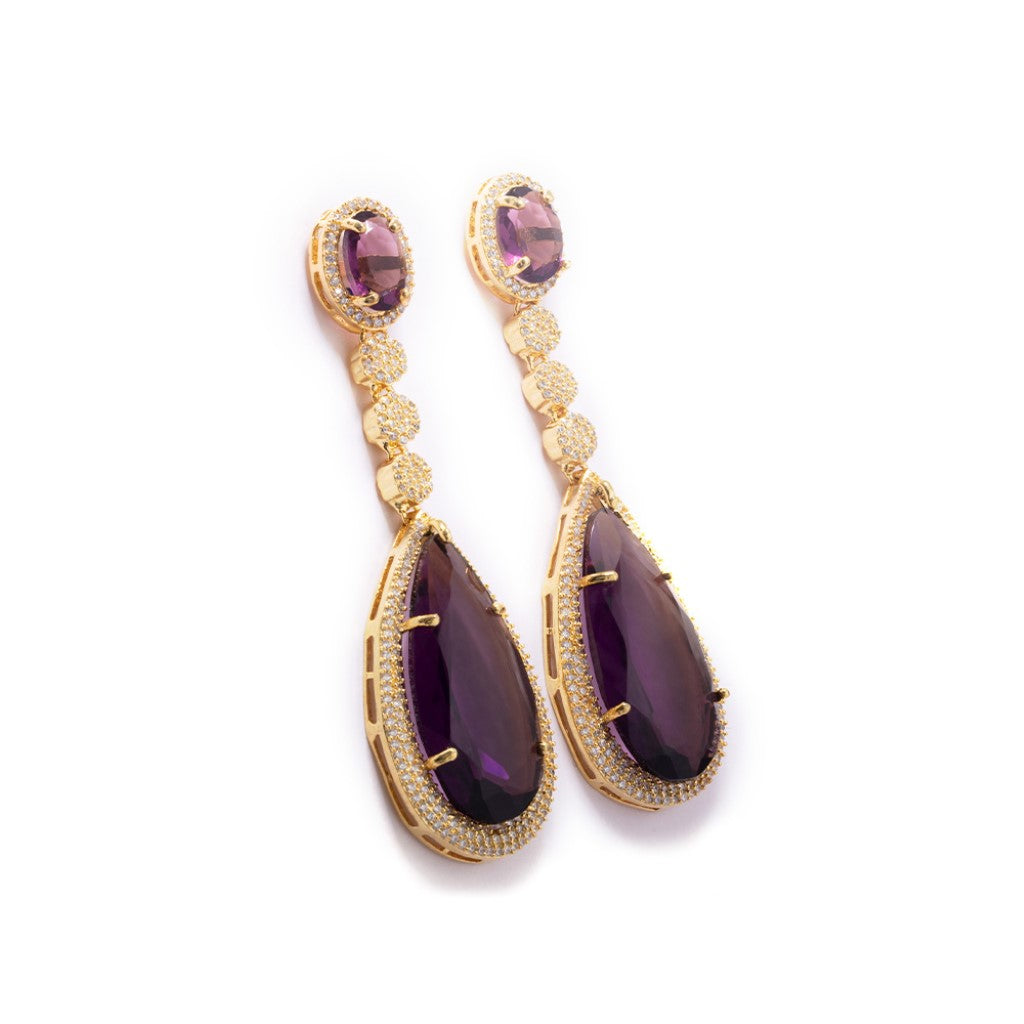 Sparkling Delight Drop Earrings (Purple)
