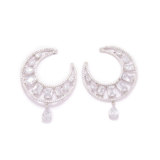 Lunar Luster Hoop Earrings (White)
