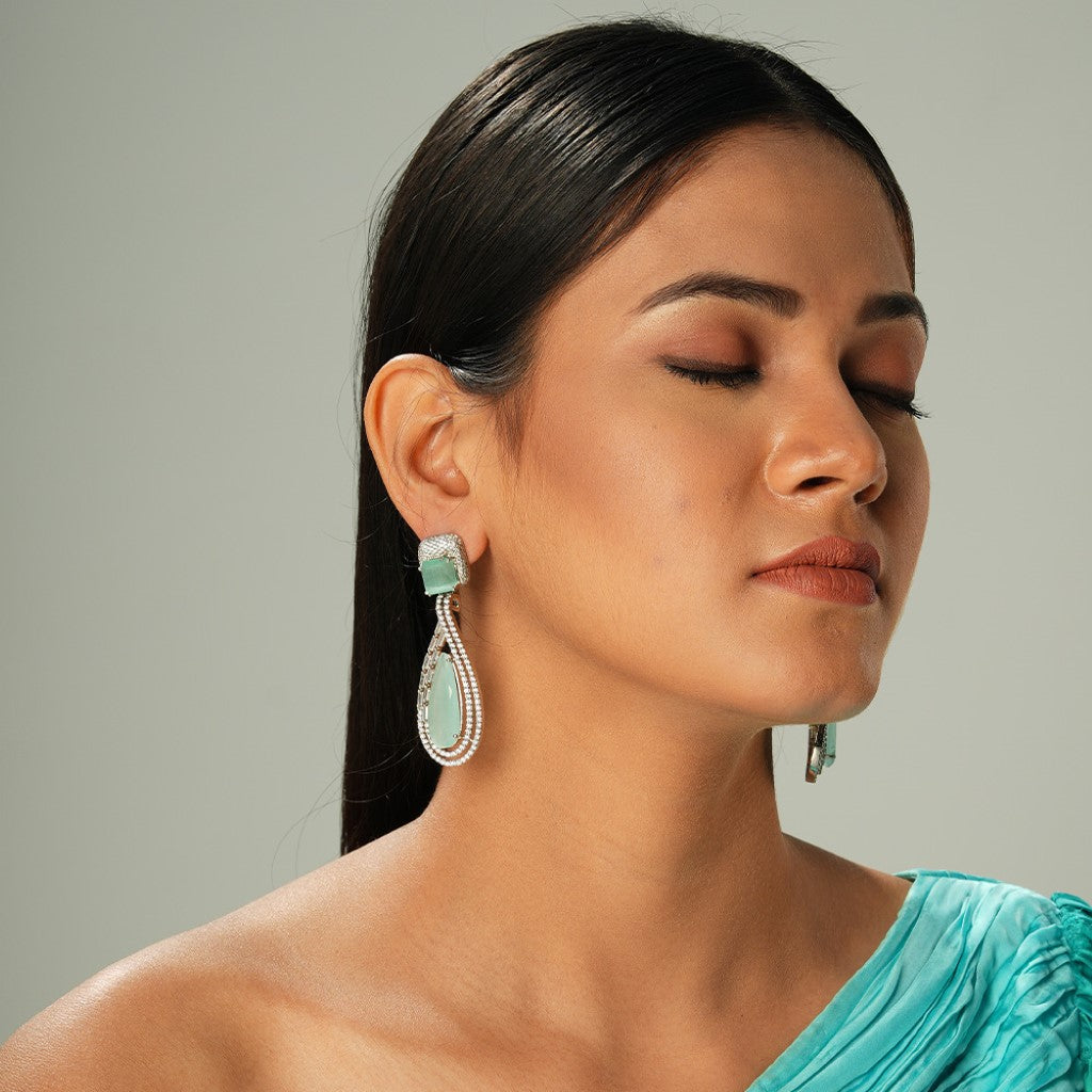 Dynamic Dazzle Drop Earrings (Blue)