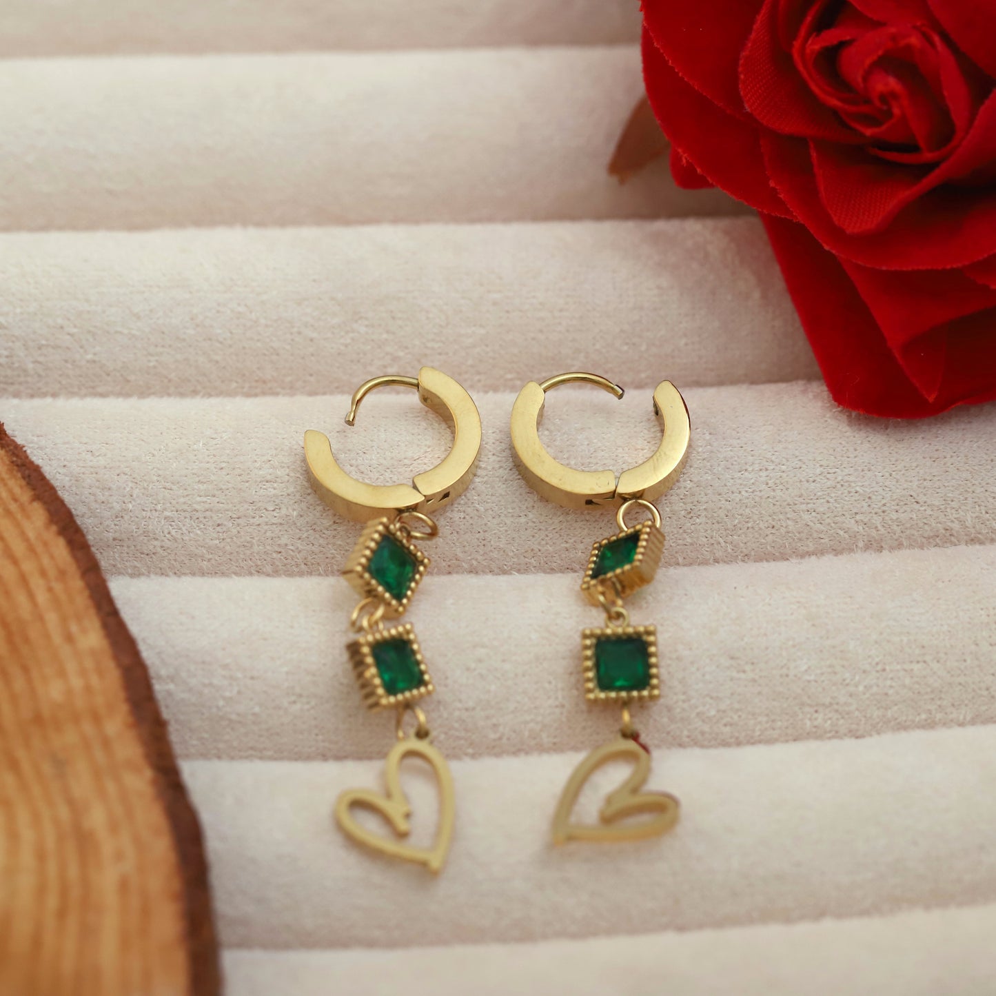 Forever Emerald 22K Gold PVD Earrings