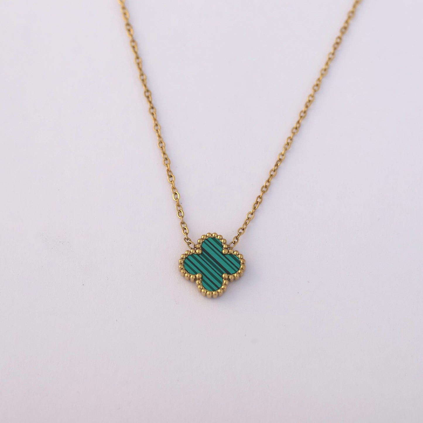 Vibrant Green Clover 18K Gold PVD Pendant
