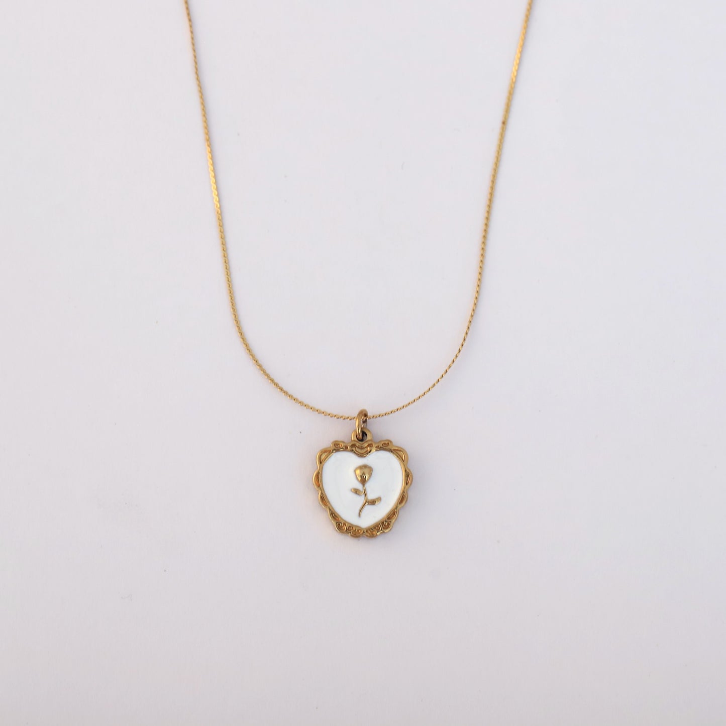 Romantic Rose Heart 18K PVD Gold Pendant