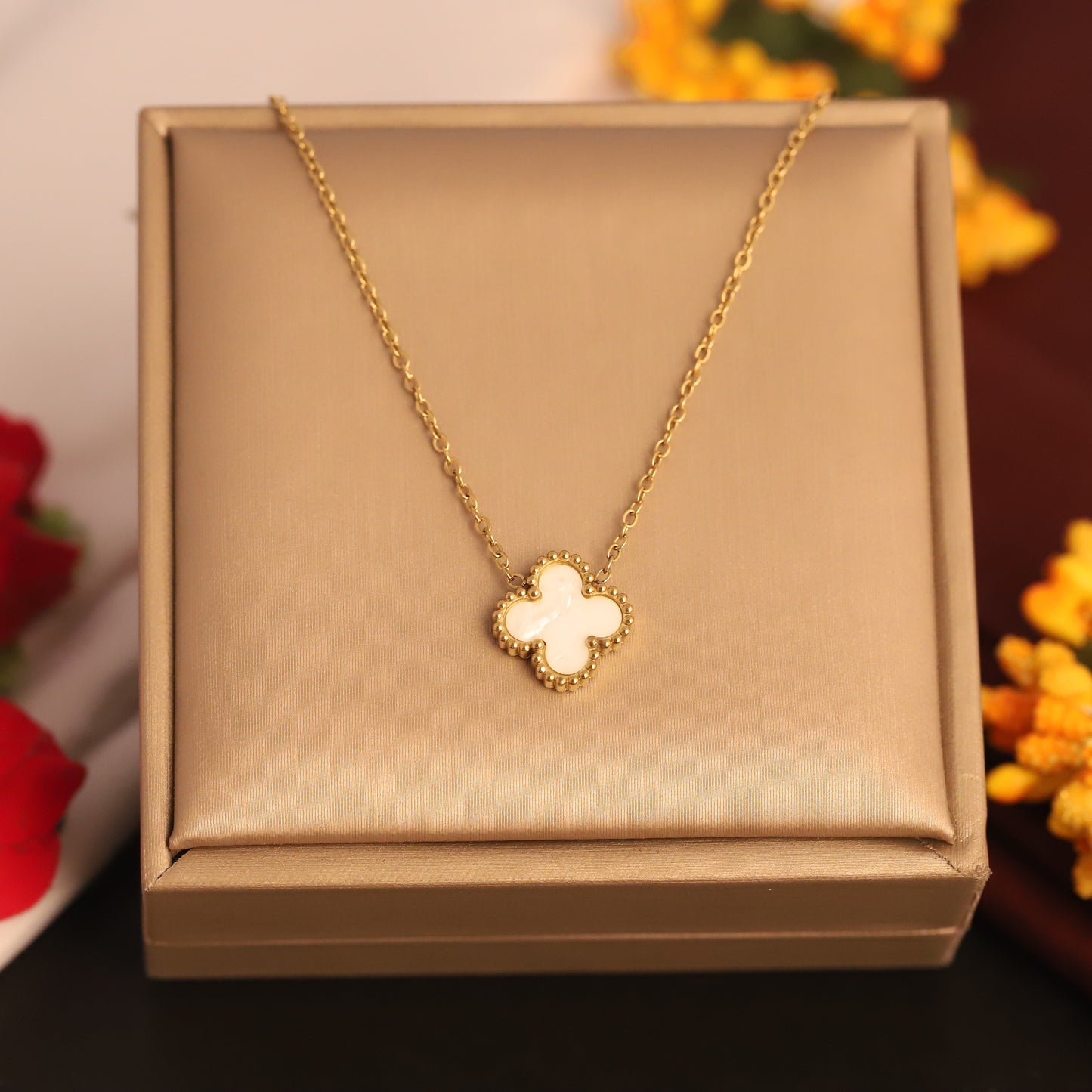 White Clover 18K Gold PVD Pendant