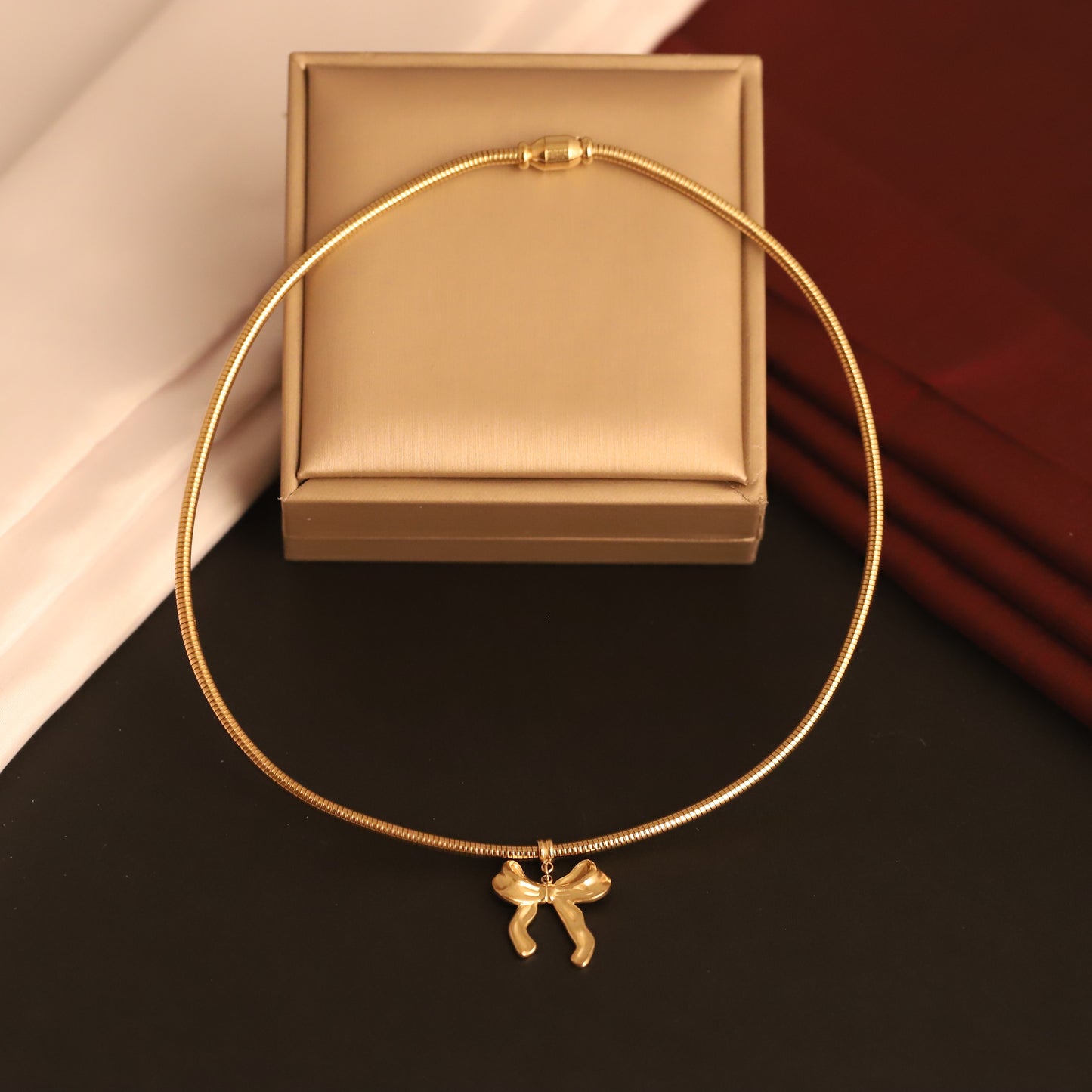 Chic Gold Bow Collar 18K Gold PVD Necklace