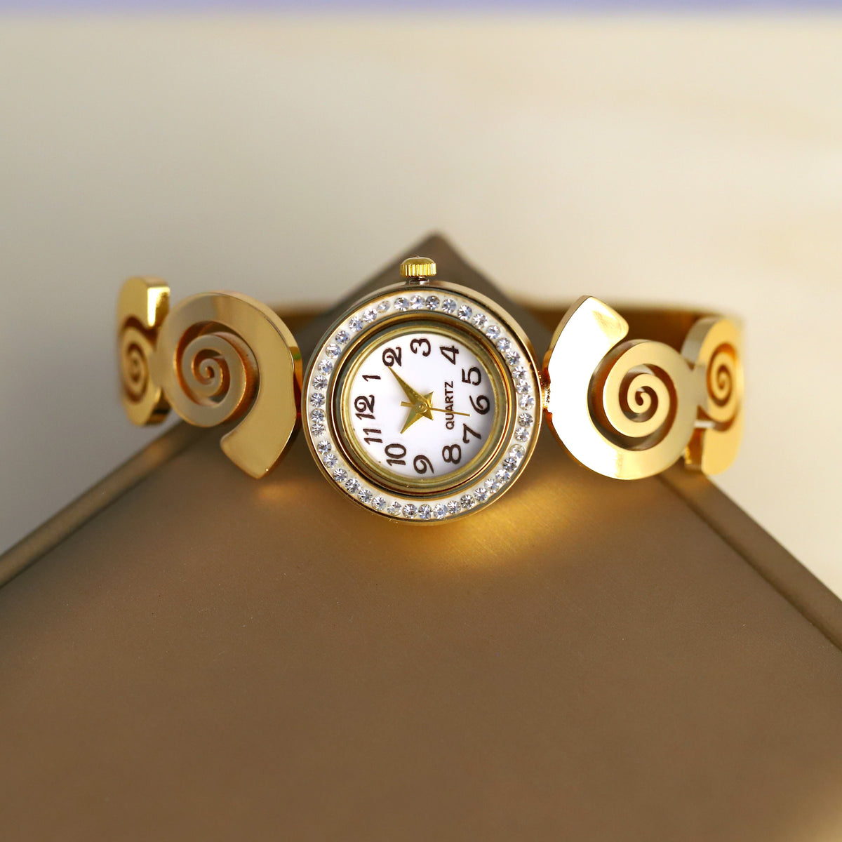 Golden Swirl Bangle Watch