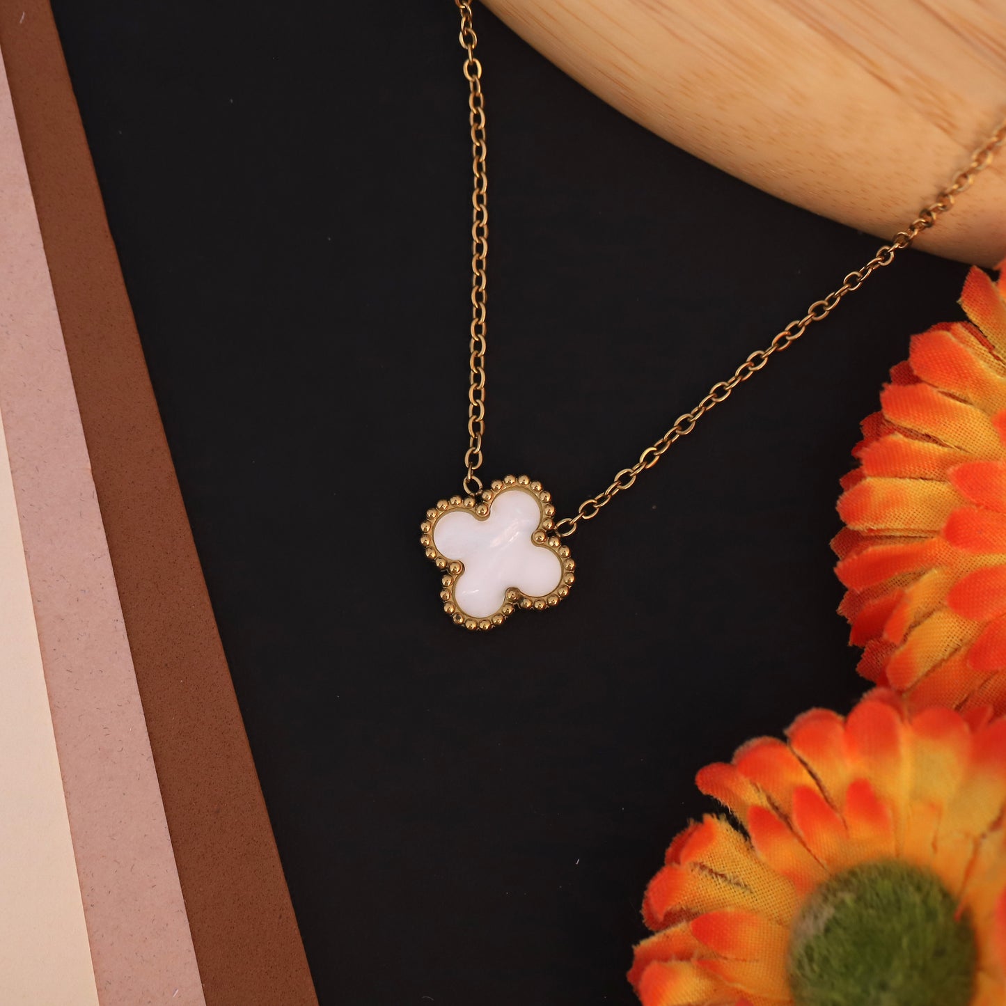 White Clover 18K Gold PVD Pendant