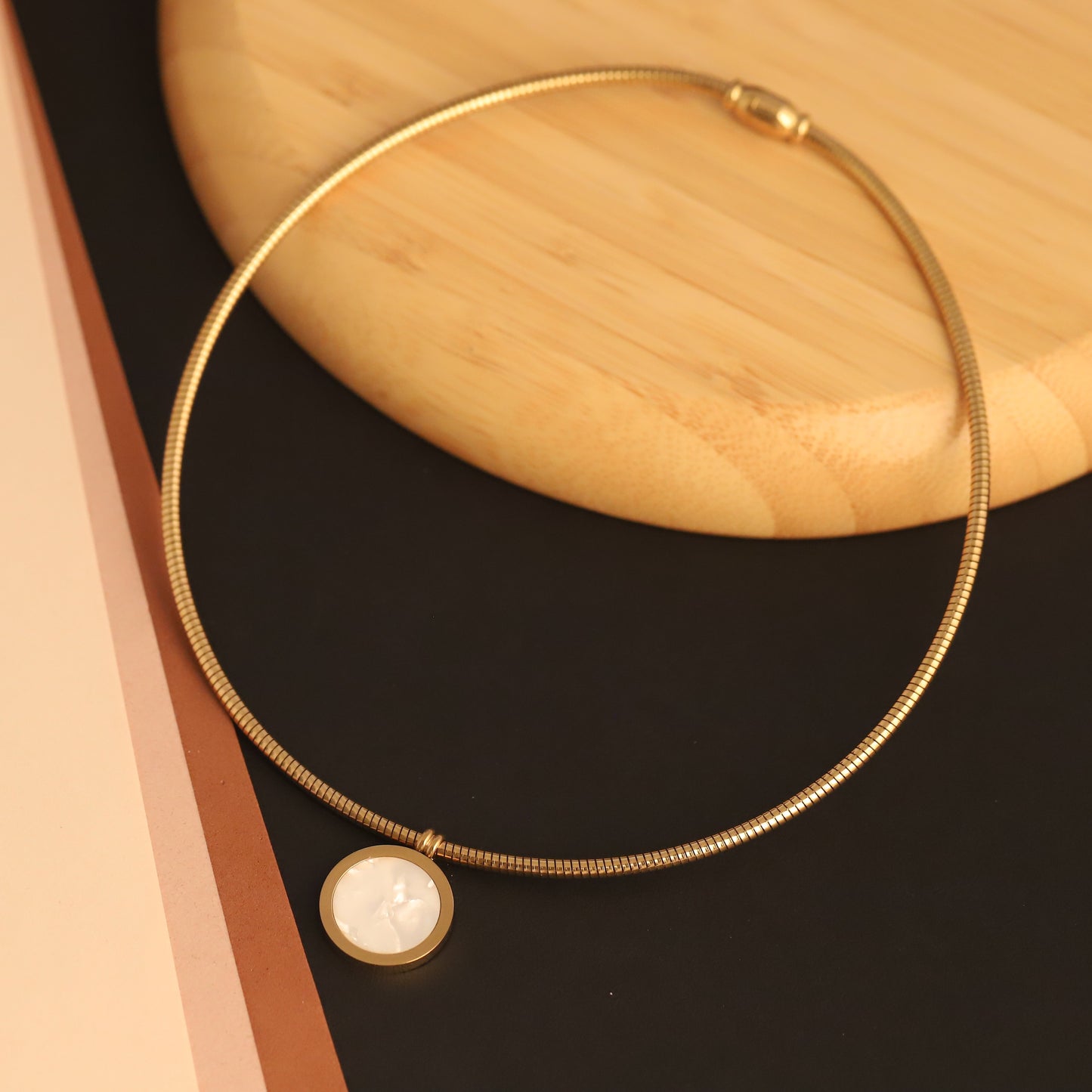 Reversible Enamel 18K Gold PVD Collar Necklace