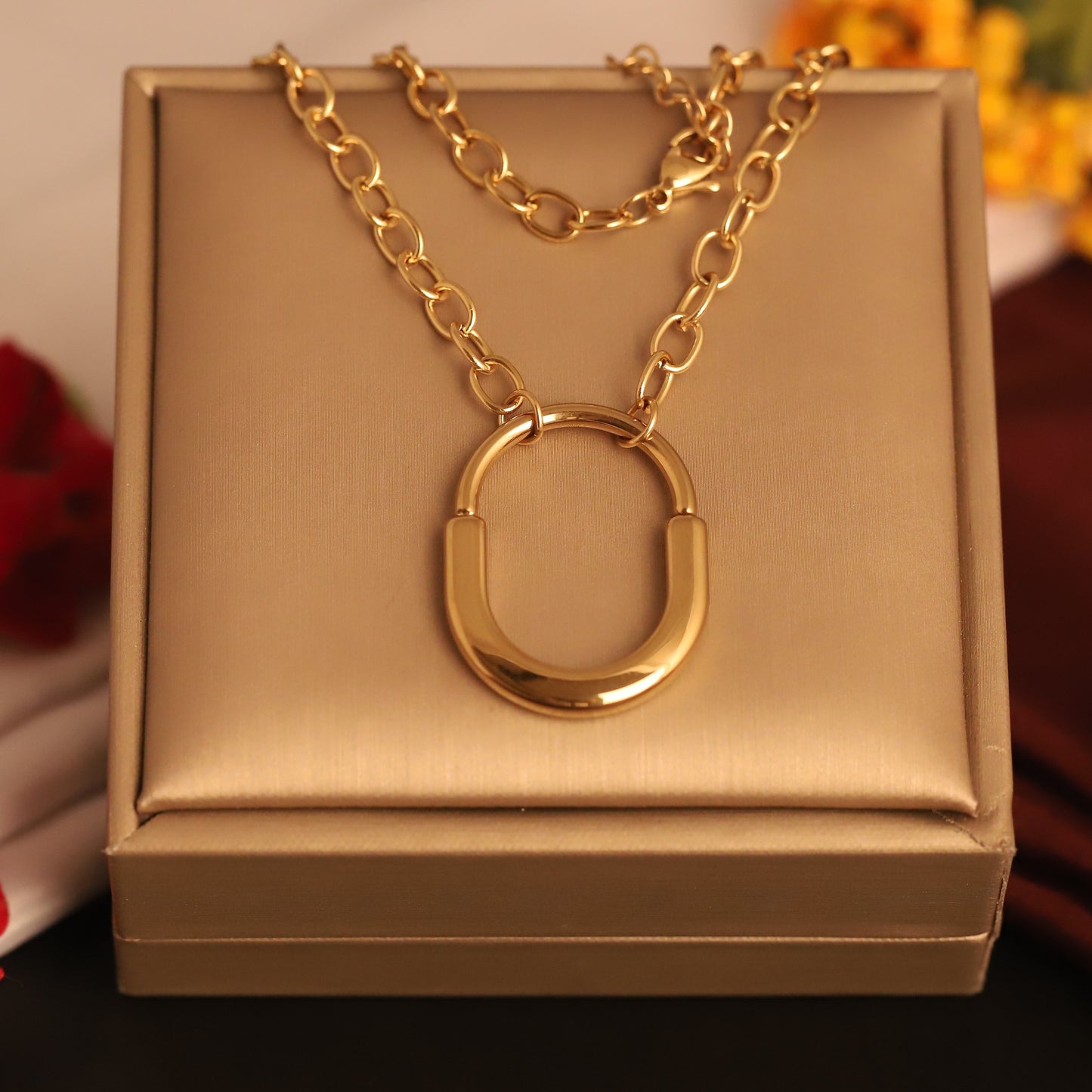 Lucky Horseshoe 18K Gold PVD Necklace