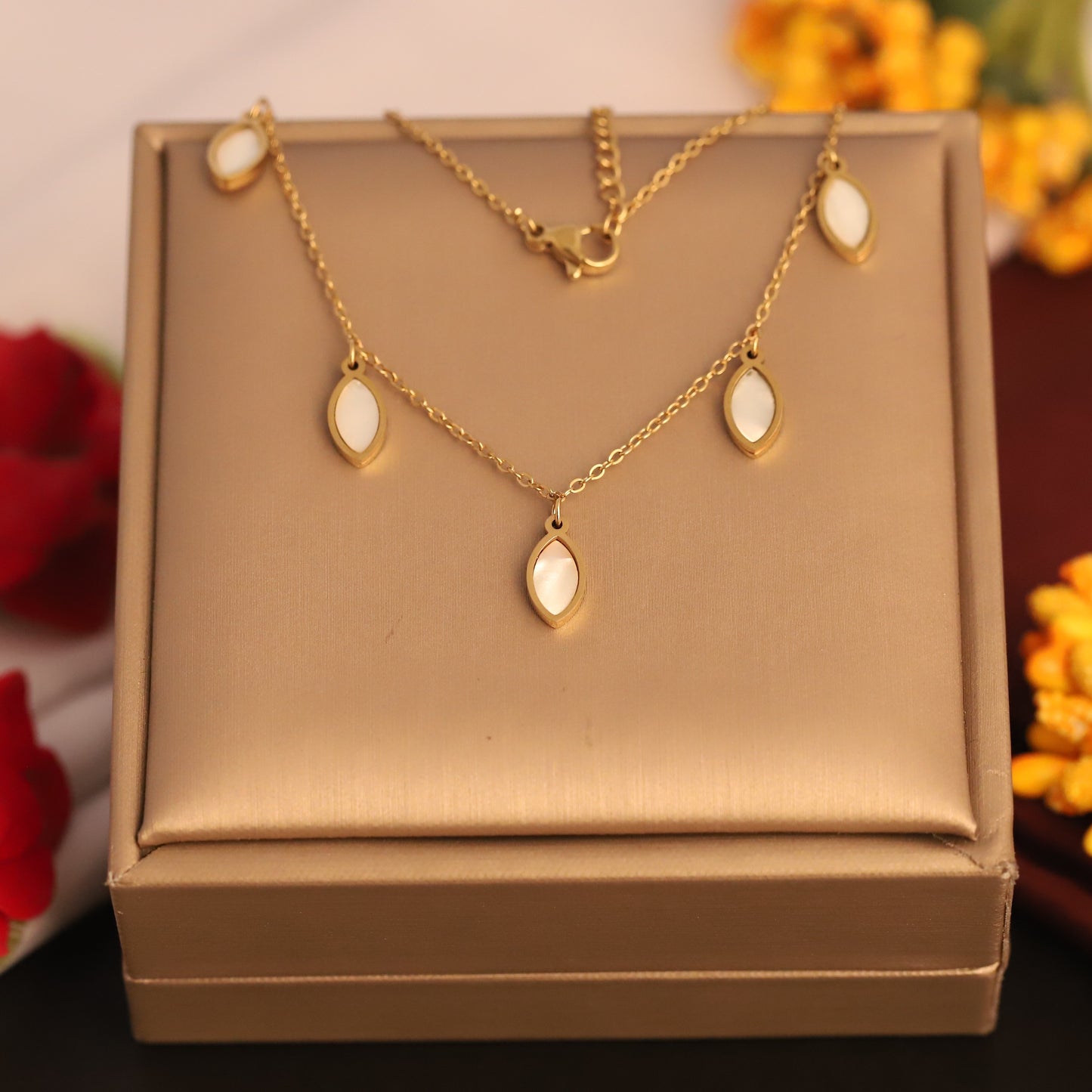 Azure Ivory Drop Charm 18K Gold PVD Necklace