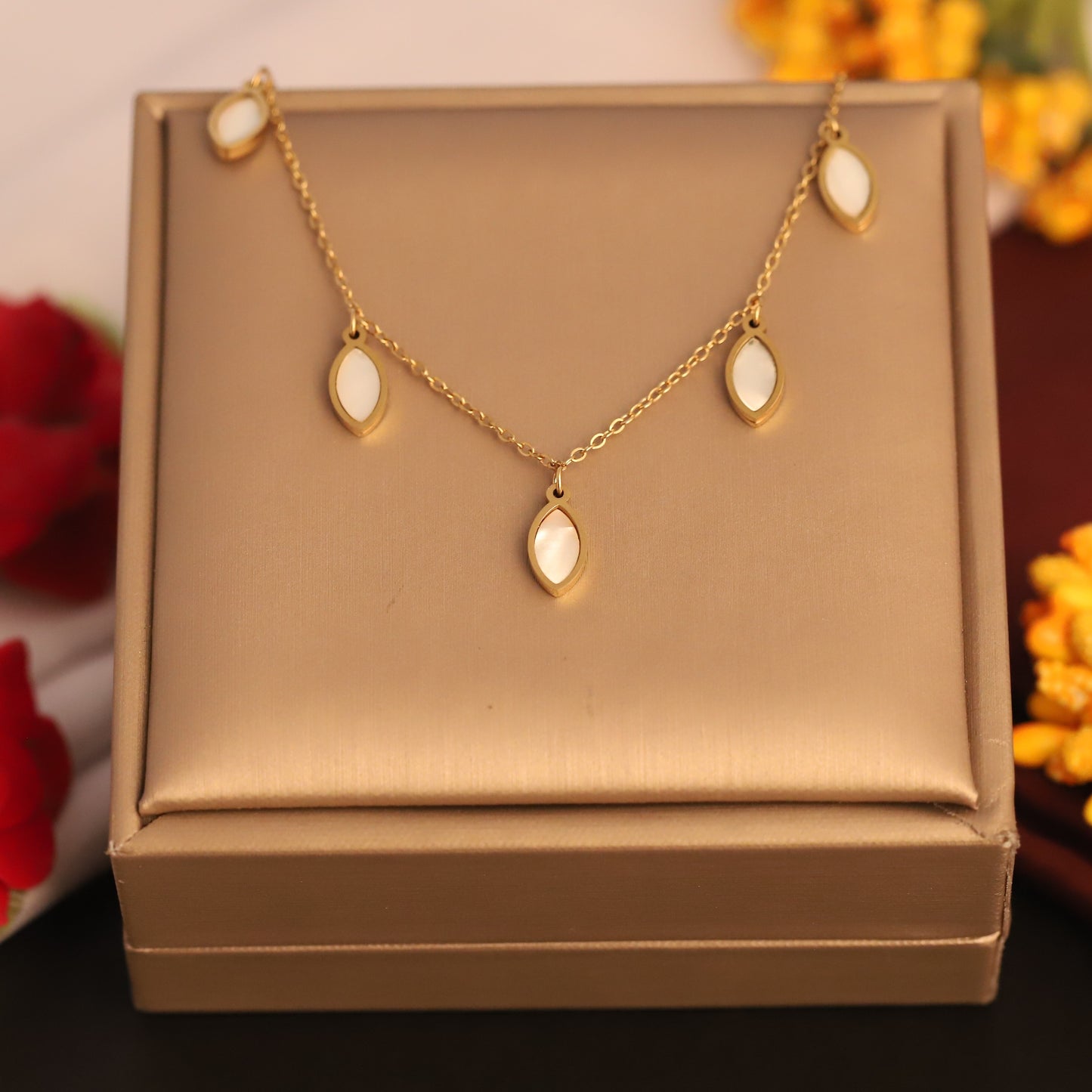 Azure Ivory Drop Charm 18K Gold PVD Necklace
