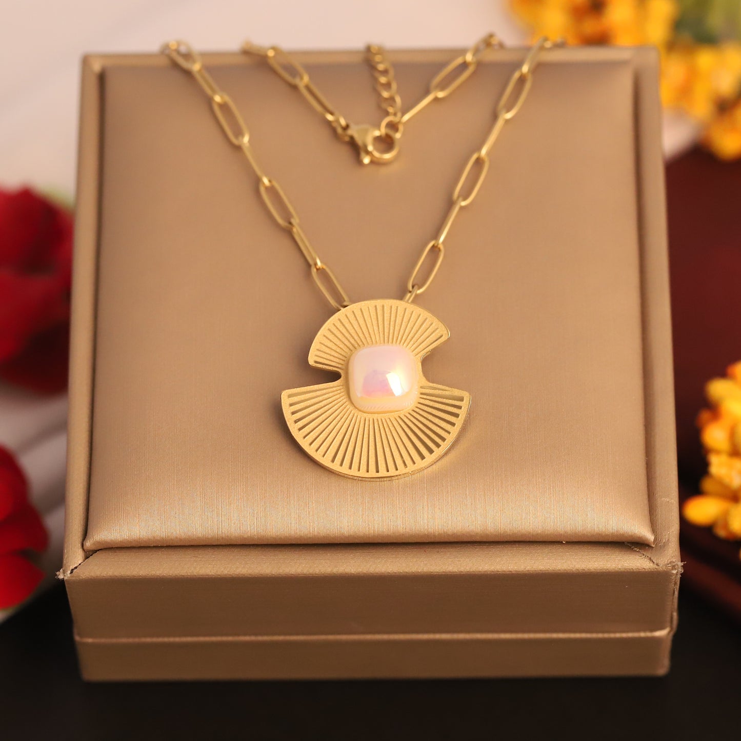 Art Deco Radiance 18K Gold PVD Necklace