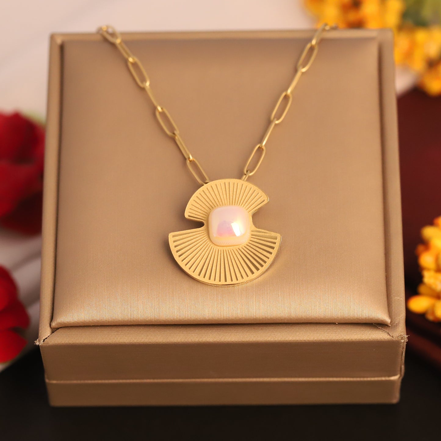 Art Deco Radiance 18K Gold PVD Necklace