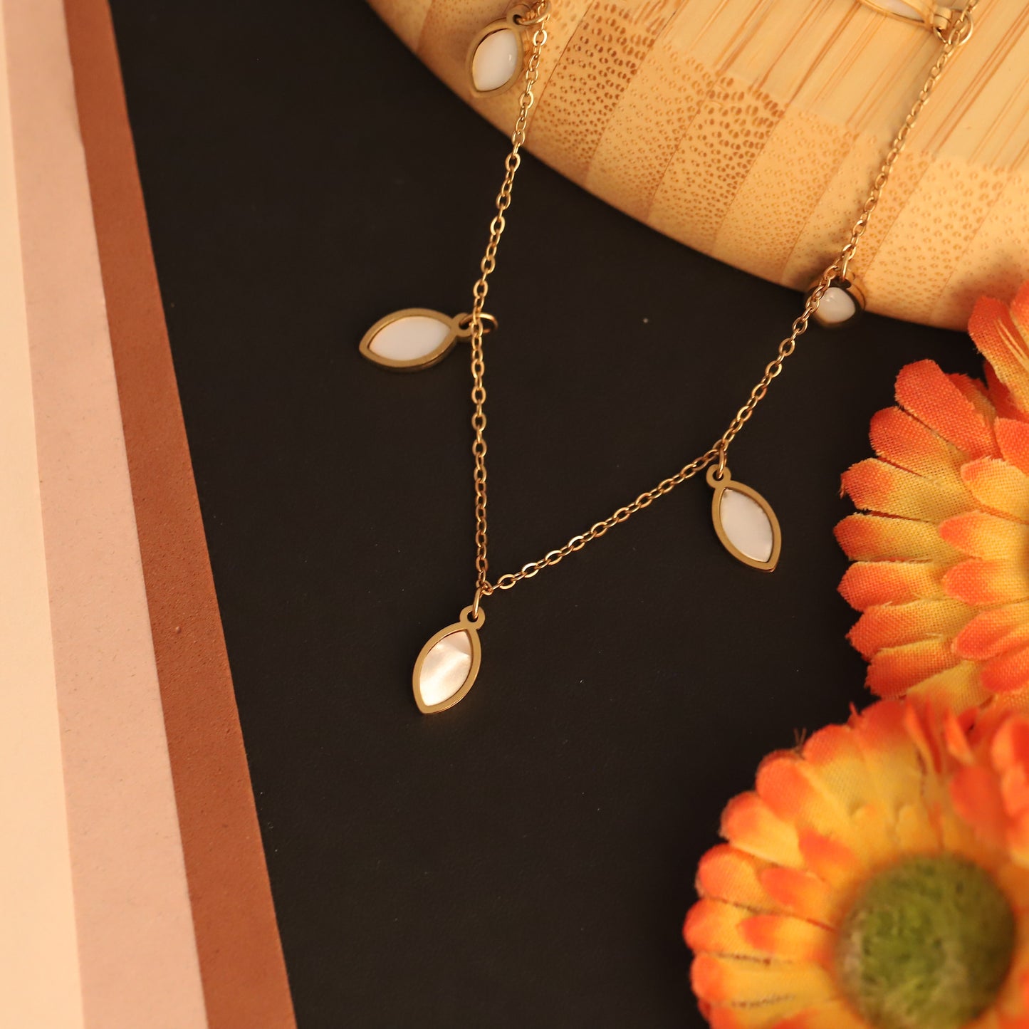 Azure Ivory Drop Charm 18K Gold PVD Necklace