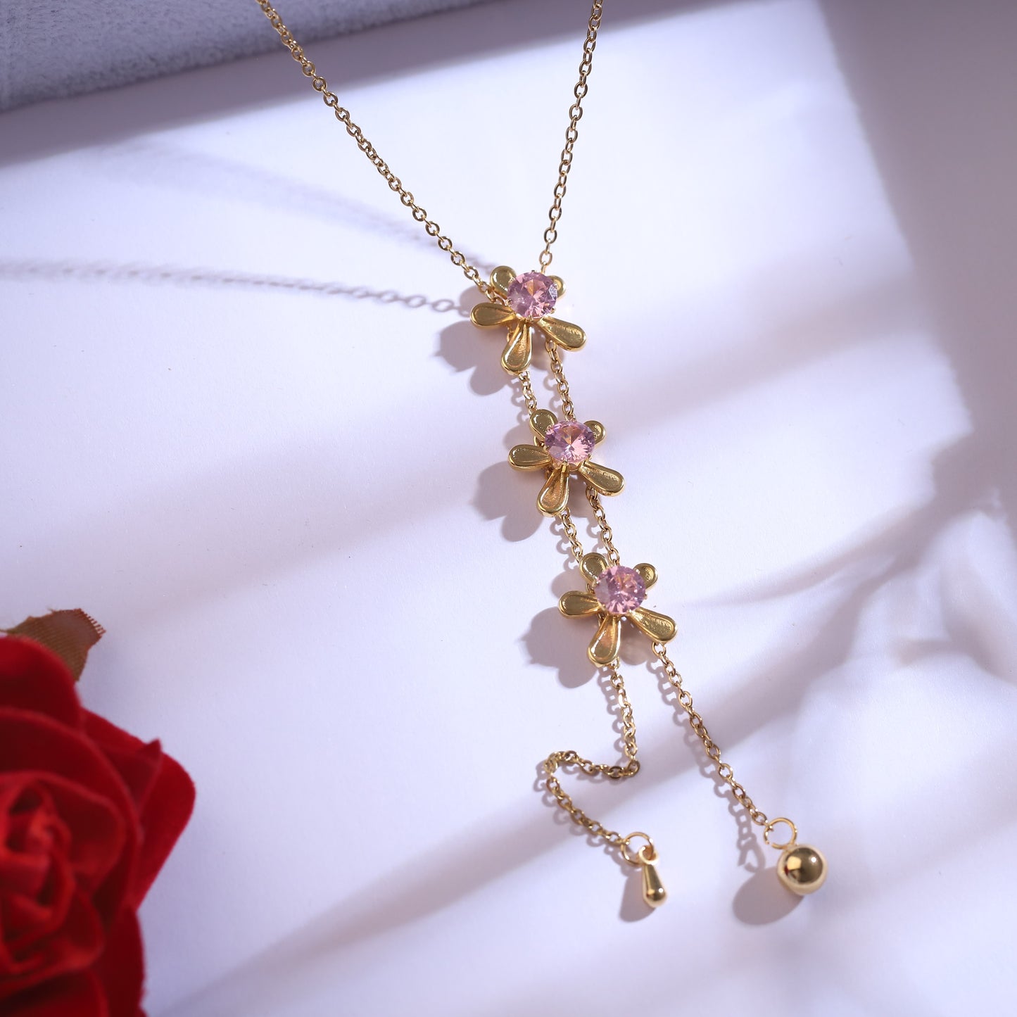 Blossom Drip 18K Gold PVD Floral Set