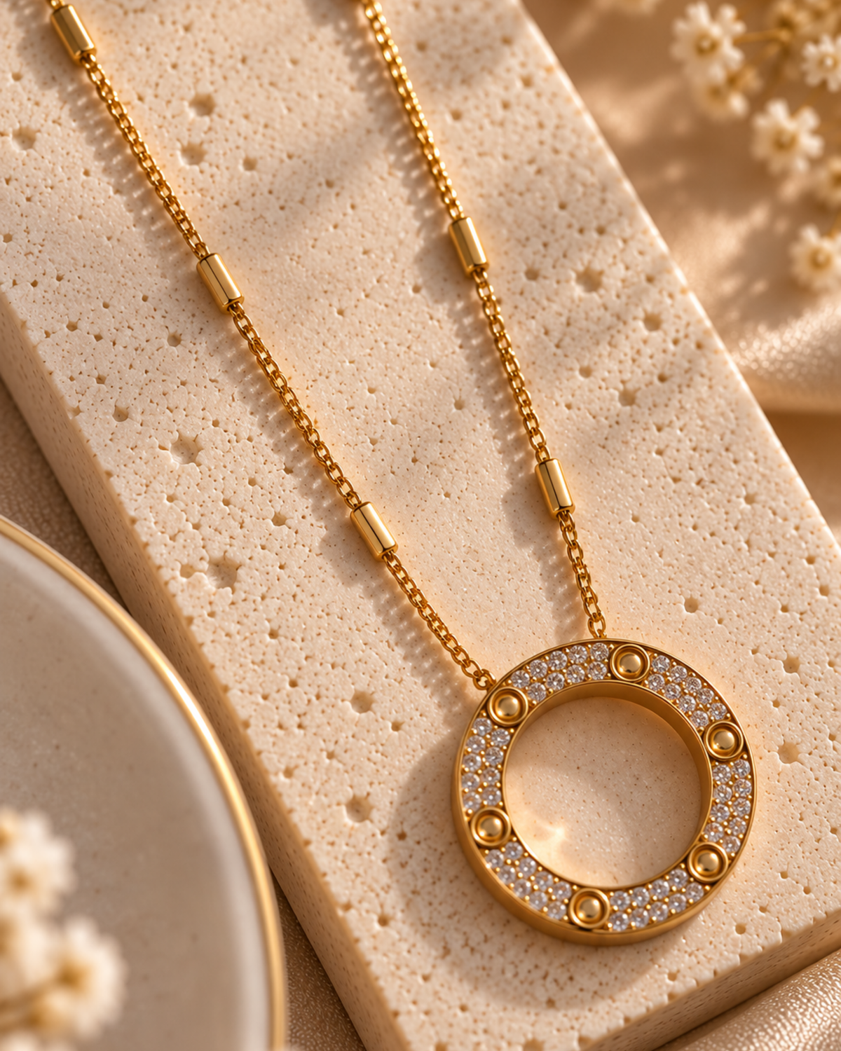 Roman Numeral Open Circle Necklace