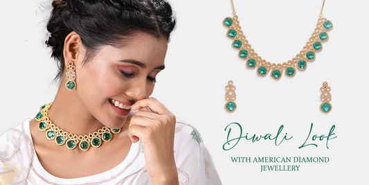 An outstanding Diwali look with American Diamond Jewellery