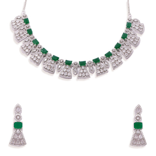 Modern Heritage Necklace Set of Green Color with Earrings.