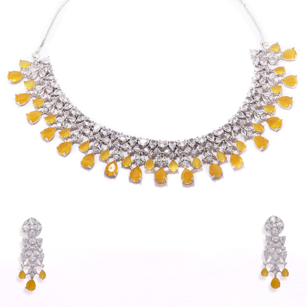 Celestial Sparkle Necklace of Yellow Colour.