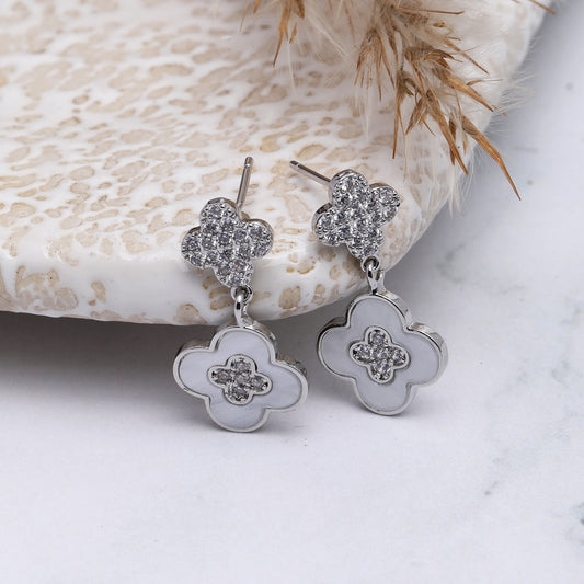 Sleek Drop Earrings (Rhodium)