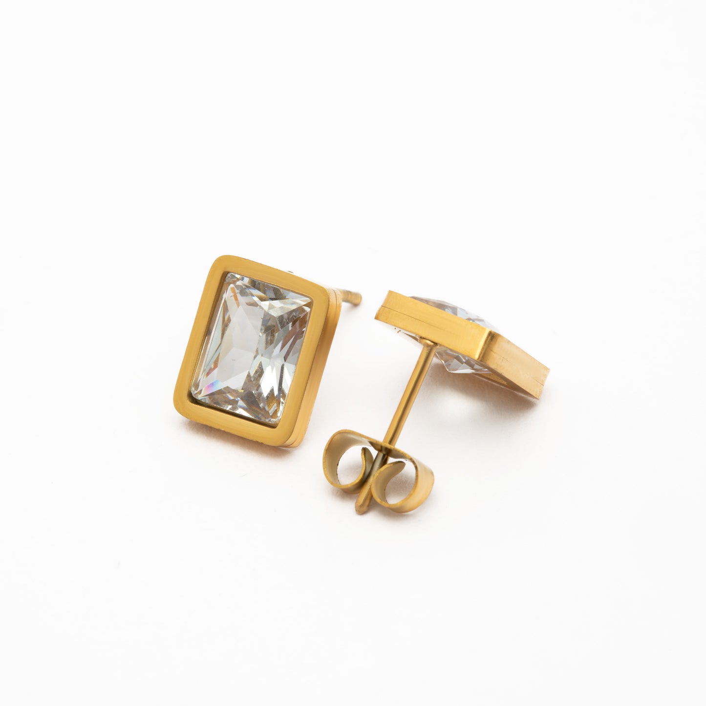 White Crystal 18K Gold Plated Multi-Layer Necklace with Earrings