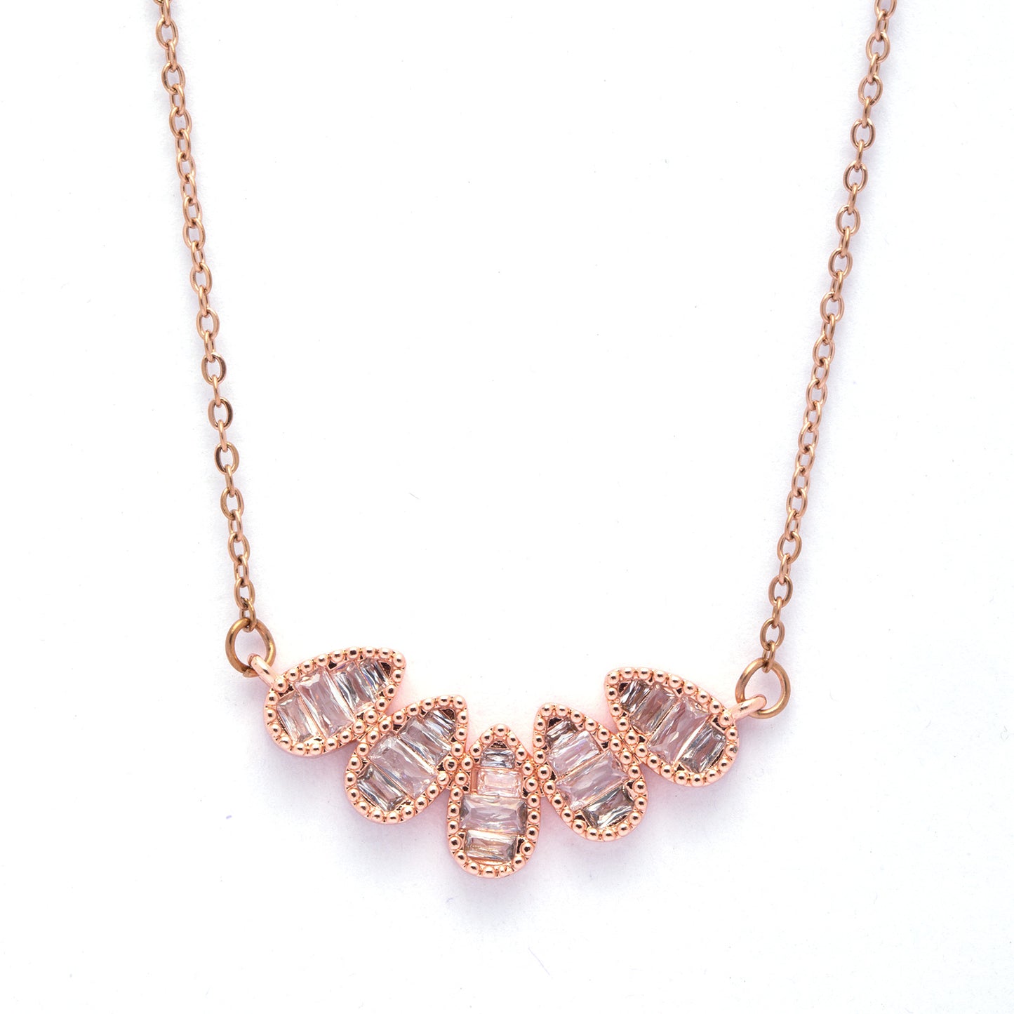 Raindrop Crystal Rose Gold Necklace