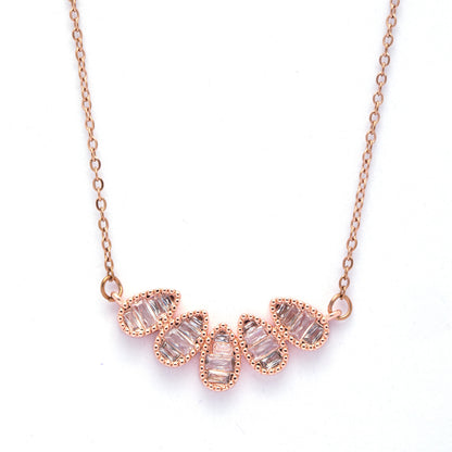 Raindrop Crystal Rose Gold Necklace