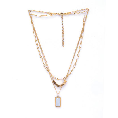 Multilayer Summer 18k Gold necklace with White Crystal