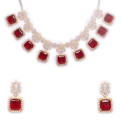 Eternal Grace Necklace Set of Red Colour with Earrings.