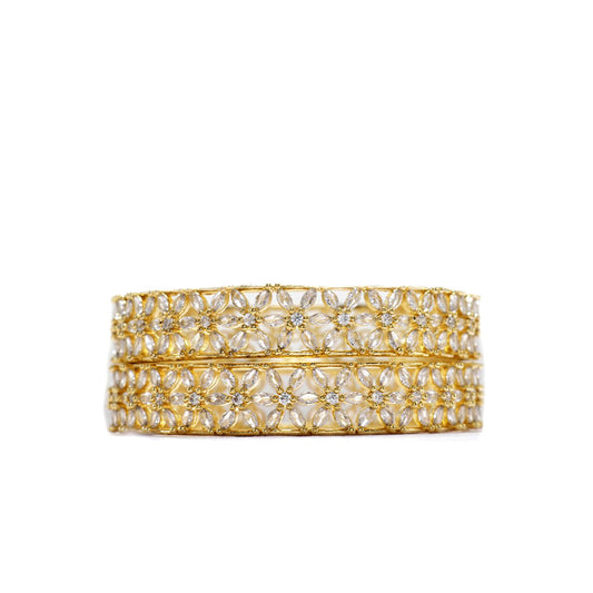 Blooming Radiance Bangles Set (Gold).