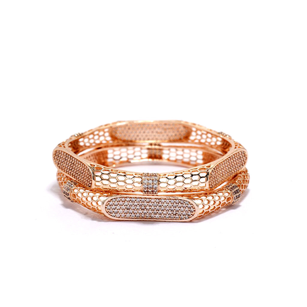 Ethereal Mesh Bangles Set (Rose Gold).