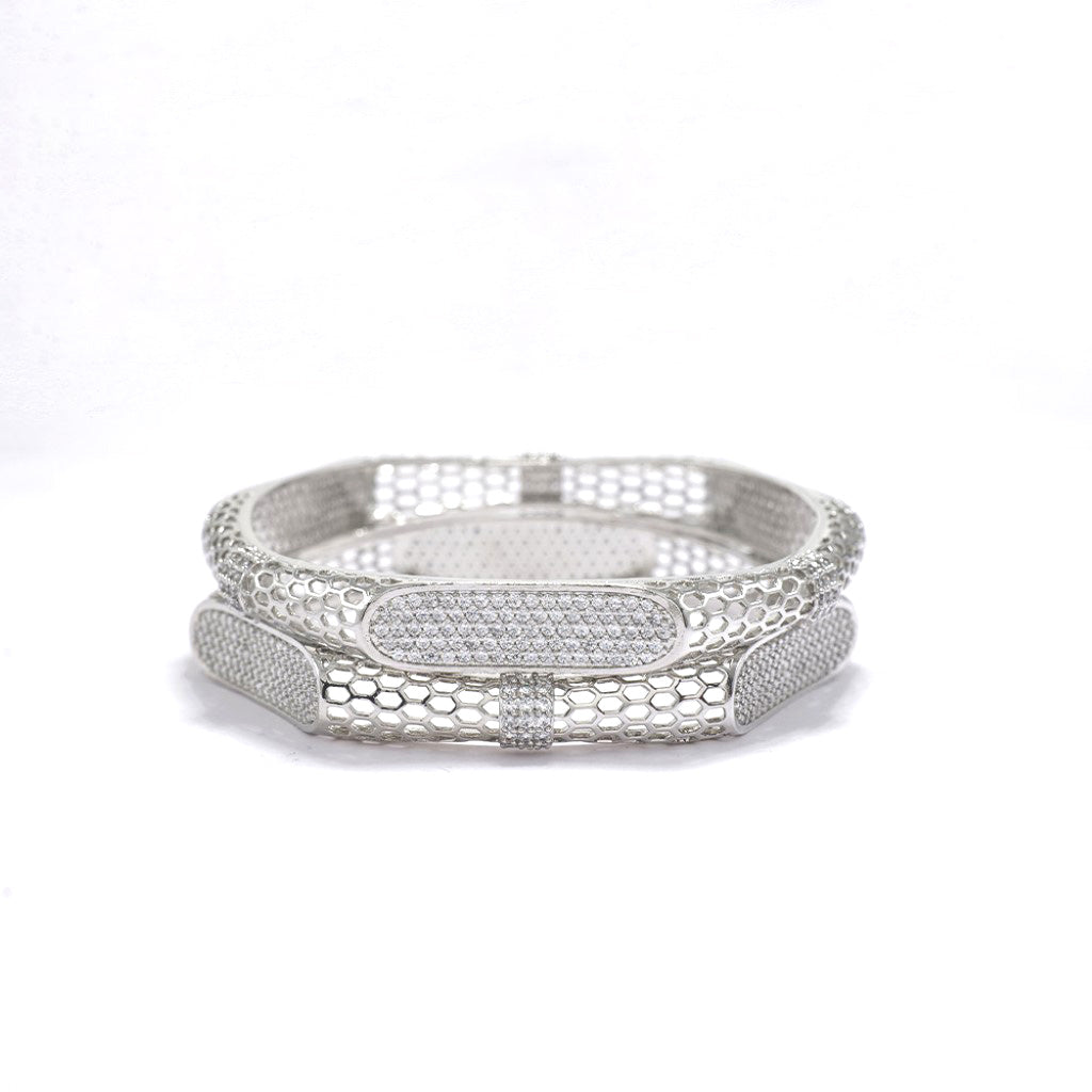 Ethereal Mesh Bangles (Rodium) Set.