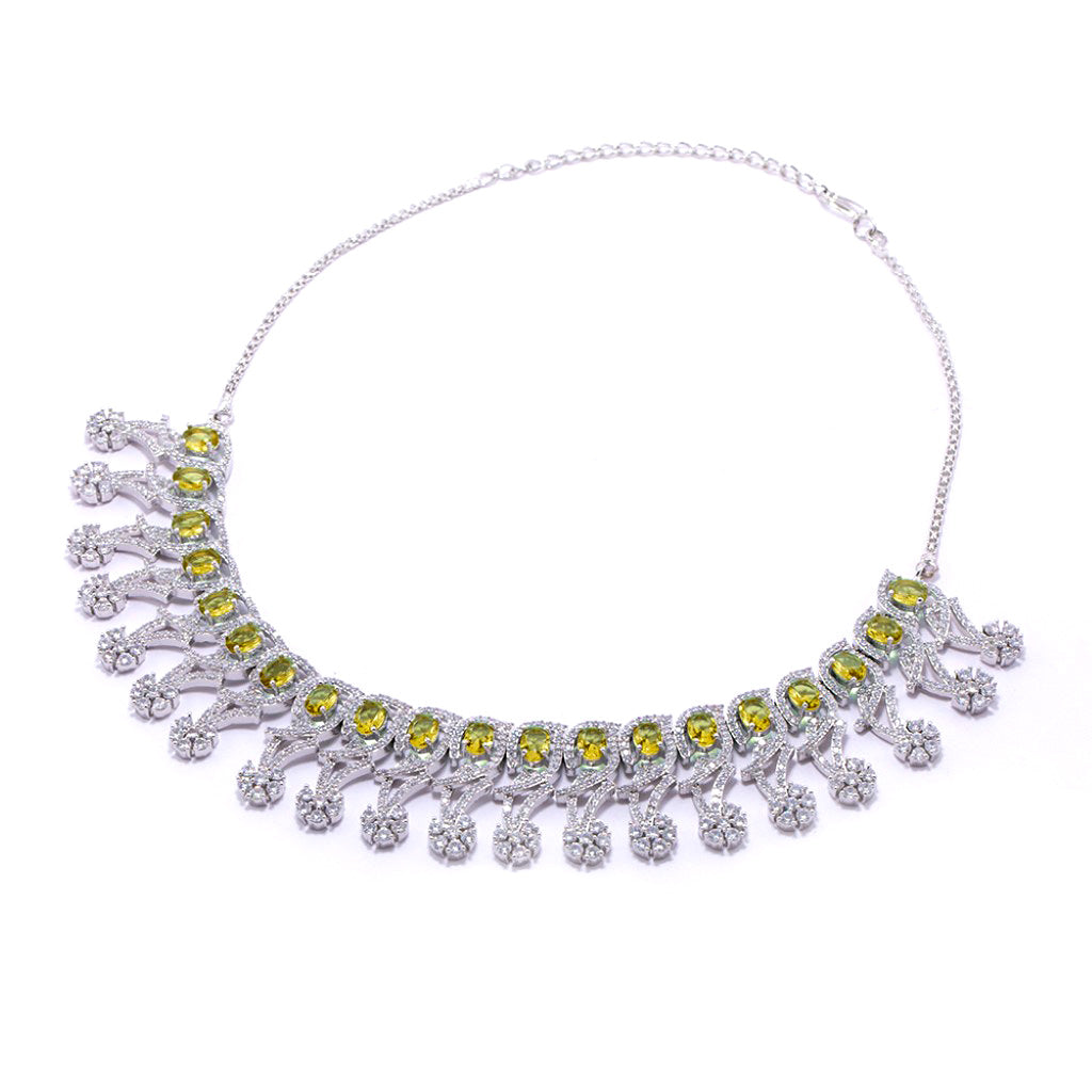 Floral Cascade Necklace Set (Yellow)