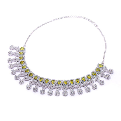 Floral Cascade Necklace Set (Yellow)