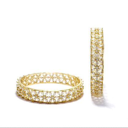 Blooming Radiance Bangles Set (Gold).